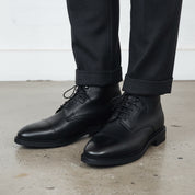 Handmade mens black leather boots, Men black leather ankle dress boots - angle-view-showing-depth
