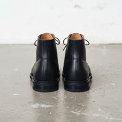 Handmade mens black leather boots, Men black leather ankle dress boots - back-view