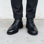 Handmade mens black leather boots, Men black leather ankle dress boots - front-view