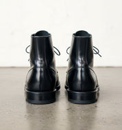 Handmade Mens Black Leather Cap toe Boots, Men black leather dress boots - back-view