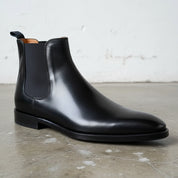 Handmade Mens black leather chelsea boots, Made to order dress boots - detail-view-showing-texture