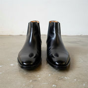 Handmade Mens black leather chelsea boots, Made to order dress boots - front-view