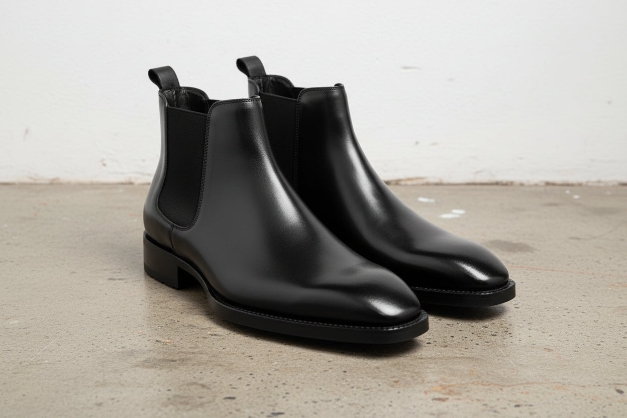 Handmade Mens black leather chelsea boots, Men dress boots, Mens ankle boot - 3-4-right-view