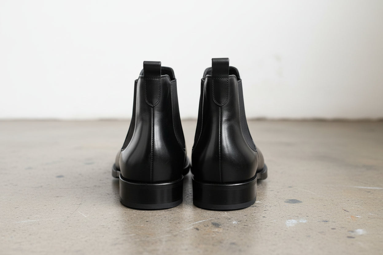 Handmade Mens black leather chelsea boots, Men dress boots, Mens ankle boot - back-view
