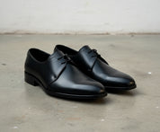 Handmade Mens black leather dress shoes, Men dress shoes, Mens lace up shoe - angle-view-showing-depth