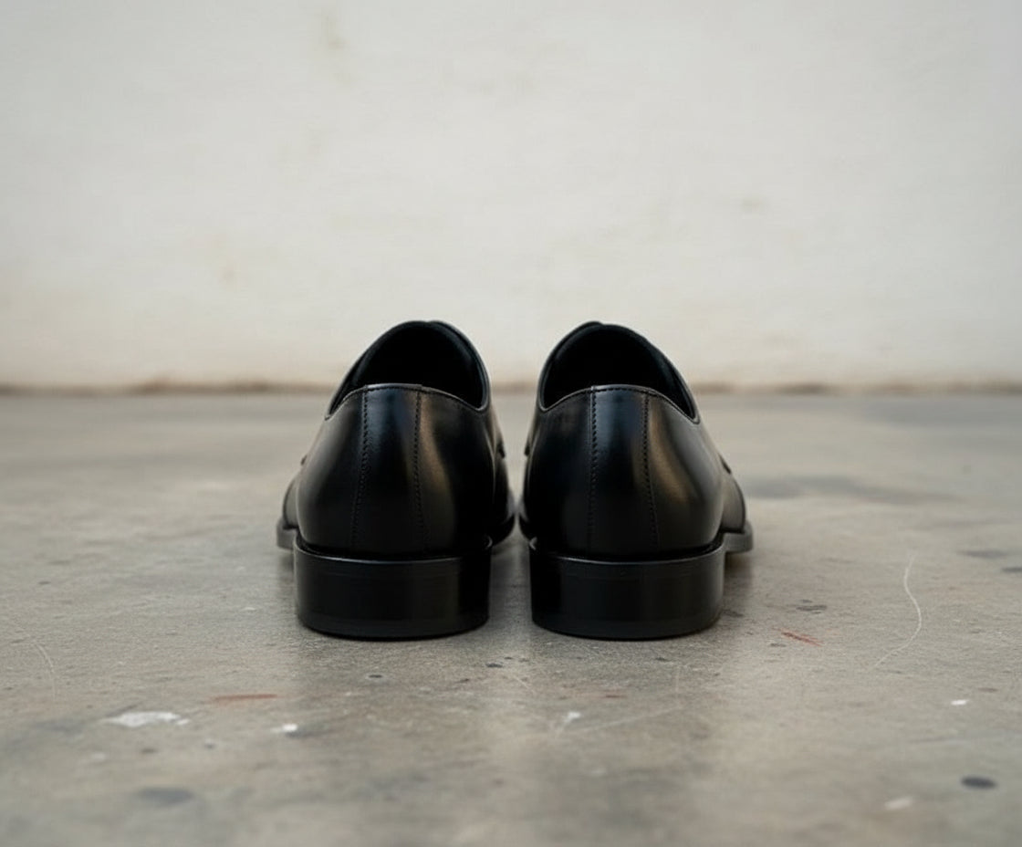 Handmade Mens black leather dress shoes, Men dress shoes, Mens lace up shoe - back-view