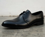 Handmade Mens black leather dress shoes, Men dress shoes, Mens lace up shoe - detail-view-showing-texture