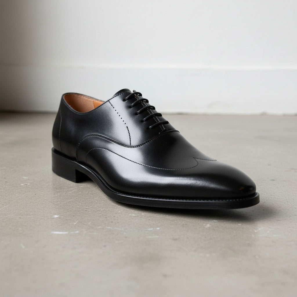 Men's Black Wingtip Leather Oxfords — Hutchinson - US 5.5 / Black / D
