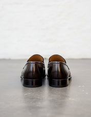 Handmade Mens black leather loafer moccasins, Mens leather slip ons shoes - back-view