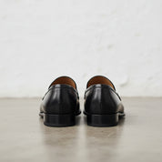 Handmade Mens black leather moccasins, Men leather casual shoes - back-view