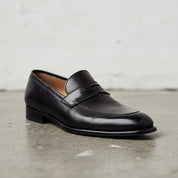 Handmade Mens black leather moccasins, Men leather casual shoes - detail-view-showing-texture