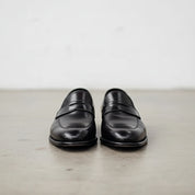 Handmade Mens black leather moccasins, Men leather casual shoes - front-view