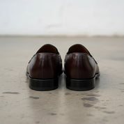 Handmade Mens Black Leather Moccasins Shoes, Men Leather penny Loafer - back-view