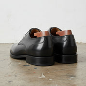 Handmade Mens black Oxford dress shoes, Men black leather derby shoes - back-view