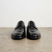 Handmade Mens black Oxford dress shoes, Men black leather derby shoes - front-view