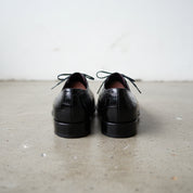 Handmade Mens Black Oxfords dress shoes, Black Crocodile Patterned shoes - back-view