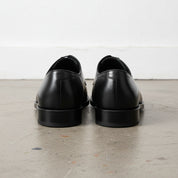 Handmade Mens black oxfords leather shoes, Men black tuxedo shoes - back-view