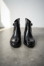 Handmade Mens Black side zip real leather ankle boots, Men dress boot - front-view