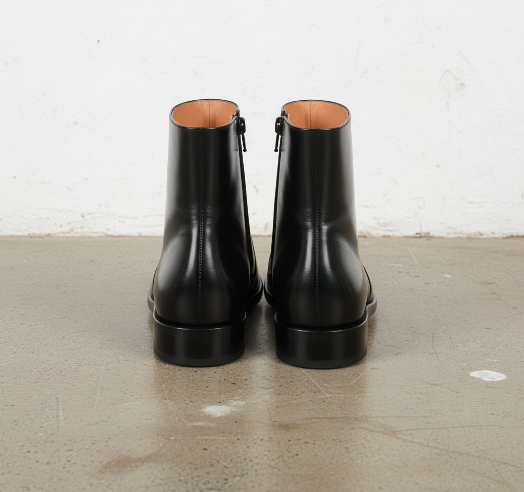 Handmade Mens black side zipper ankle boots, Men dress boot, Men zip boot - back-view