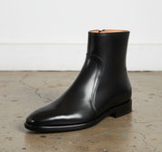 Handmade Mens black side zipper ankle boots, Men dress boot, Men zip boot - detail-view-showing-texture