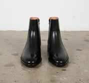 Handmade Mens black side zipper ankle boots, Men dress boot, Men zip boot - front-view