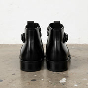 Handmade Mens Black side zipper style boots, Men leather Jodhpurs boot - back-view