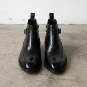 Handmade Mens Black side zipper style boots, Men leather Jodhpurs boot - front-view