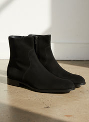 Handmade Mens Black Side Zipper Suede Leather Boots, Mens Ankle High Suede - angle-view-showing-depth