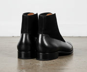 Handmade Mens Black Suede And Leather Ankle Lace Up Boot, Mens Formal Boot - back-view