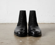 Handmade Mens Black Suede And Leather Ankle Lace Up Boot, Mens Formal Boot - front-view