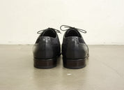 Handmade Mens black suede and leather dress shoes, Men wingtip lace up shoe - back-view