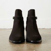 Handmade Mens Black Suede Leather Boots, Men Black Jodhpurs Leather Boot - front-view