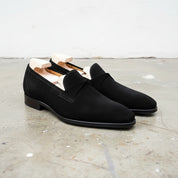 Handmade Mens Black suede moccasins, Men black suede dress shoes, Mens shoe - 3-4-right-view