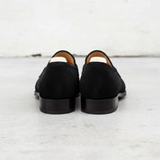 Handmade Mens Black suede moccasins, Men black suede dress shoes, Mens shoe - back-view