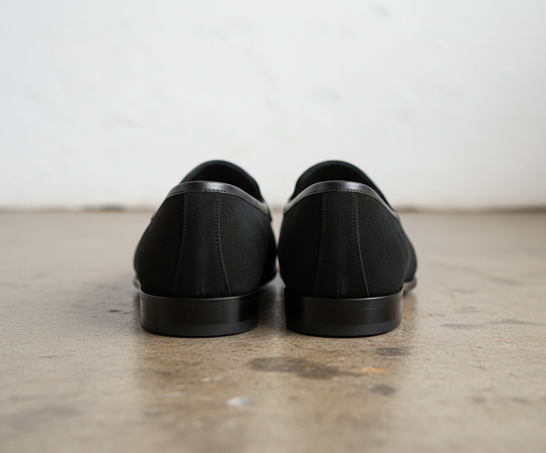 Handmade Mens black suede moccasins, Men suede penny loafer, Shoes for men - back-view