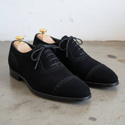Handmade Mens Black Suede shoes, Mens black Oxfords dress shoes - detail-view-showing-texture