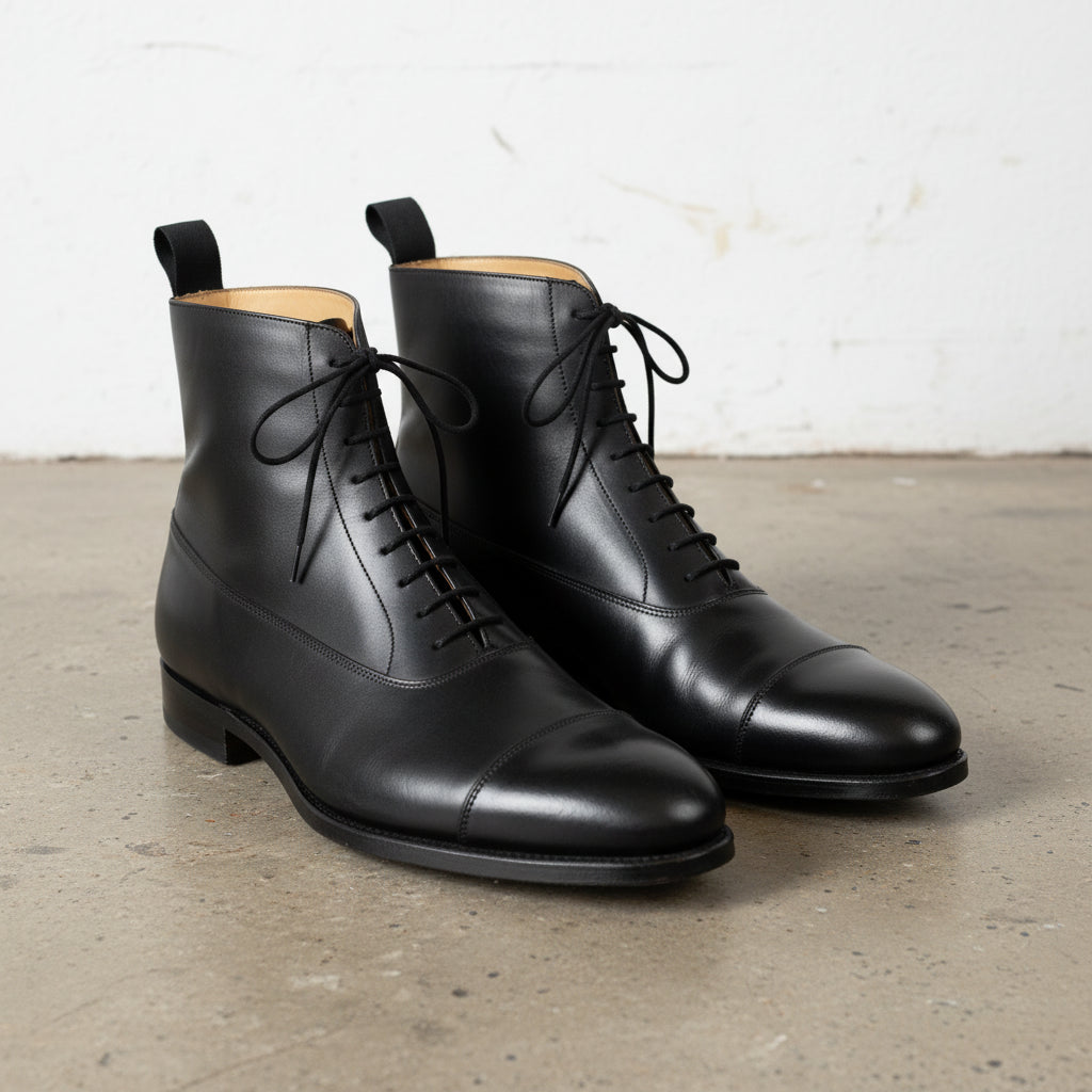 Handmade Men's Black Calfskin Tuxedo Boots | Rebels Market US 10.5 / Black / D