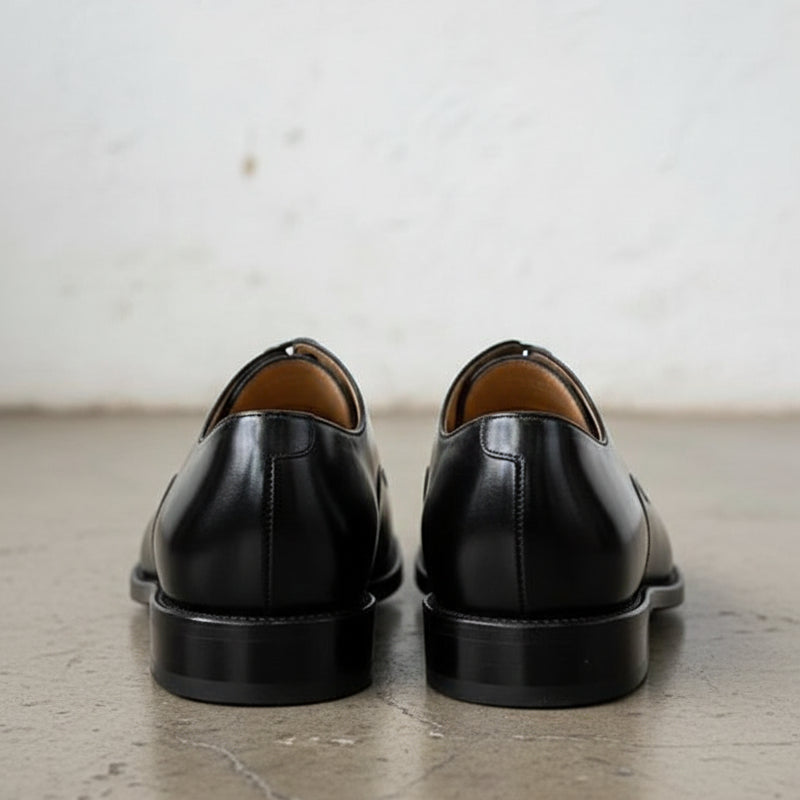 Handmade Mens Black tuxedo shoes, Men leather Oxford shoes, men dress shoes - back-view