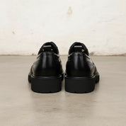 Handmade Mens black wingtip brogue dress shoes, Men tuxedo shoes - back-view