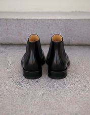 Handmade Mens black wingtip chelsea boots, Men dress boots, Men brogue boot - back-view