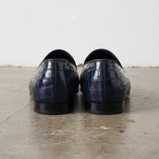 Handmade Mens Blue Alligators shoes, Men blue Crocodile Penny Loafer
