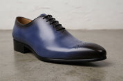 Handmade Mens Blue formal shoes, Men leather dress shoes, Men brogue shoes - detail-view-showing-texture