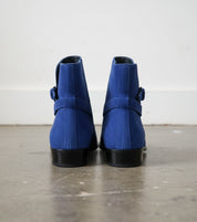 Handmade Mens Blue Suede Jodhpurs Boot, Men blue Fashion ankle boots - back-view