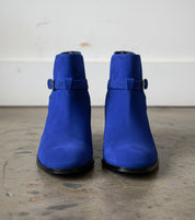 Handmade Mens Blue Suede Jodhpurs Boot, Men blue Fashion ankle boots - front-view