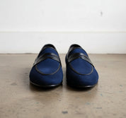Handmade Mens blue suede moccasins, Men Navy blue suede shoes Loafer, Mens - front-view