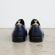 Handmade Mens Blue tuxedo shoes, Men leather Oxford shoes, Men brogue shoes - back-view