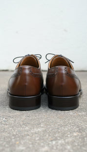 Handmade Mens brogue, lace up Dress shoes, Men brown leather office shoes - back-view