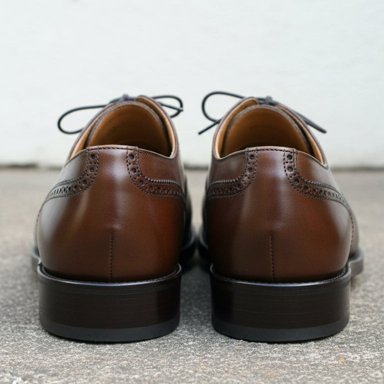 Handmade Mens brogue, lace up Dress shoes, Men brown leather office shoes - back-view