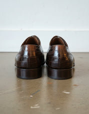Handmade Mens brown alligators pattern shoes, Men lace up oxfords shoes - back-view