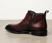 Handmade Mens Brown ankle boots, Men leather dress boots - detail-view-showing-texture